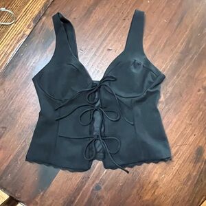 Elegant Black Lace-Up Women's Top